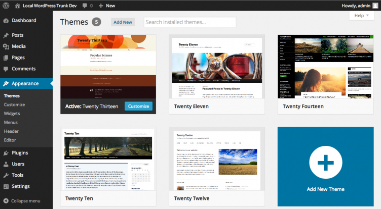 new-wp-theme-selection