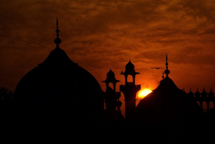 Temple with sunset