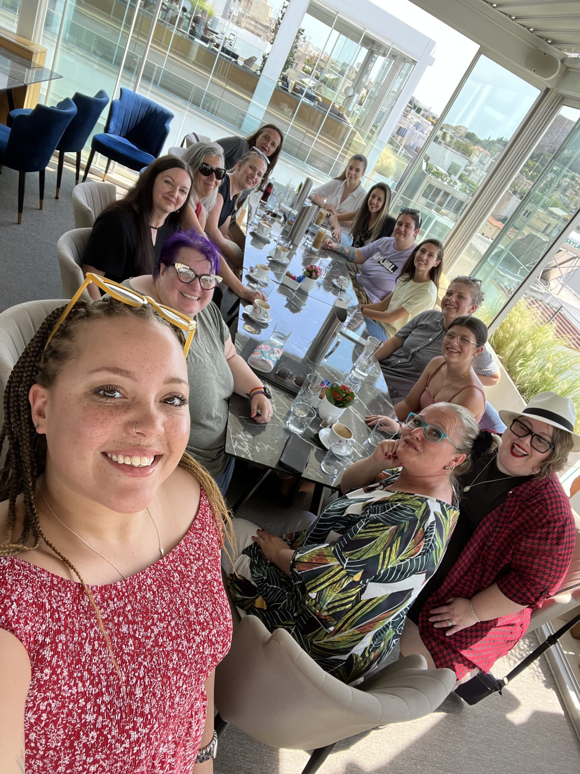 a group of women meeting at WCEU prior to the kickoff.