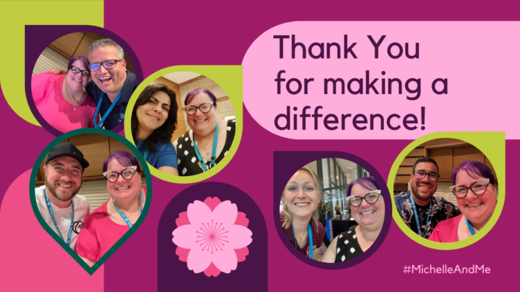 5 selfies from WCUS with others and text "Thank you for making a difference! #MichelleAndMe"